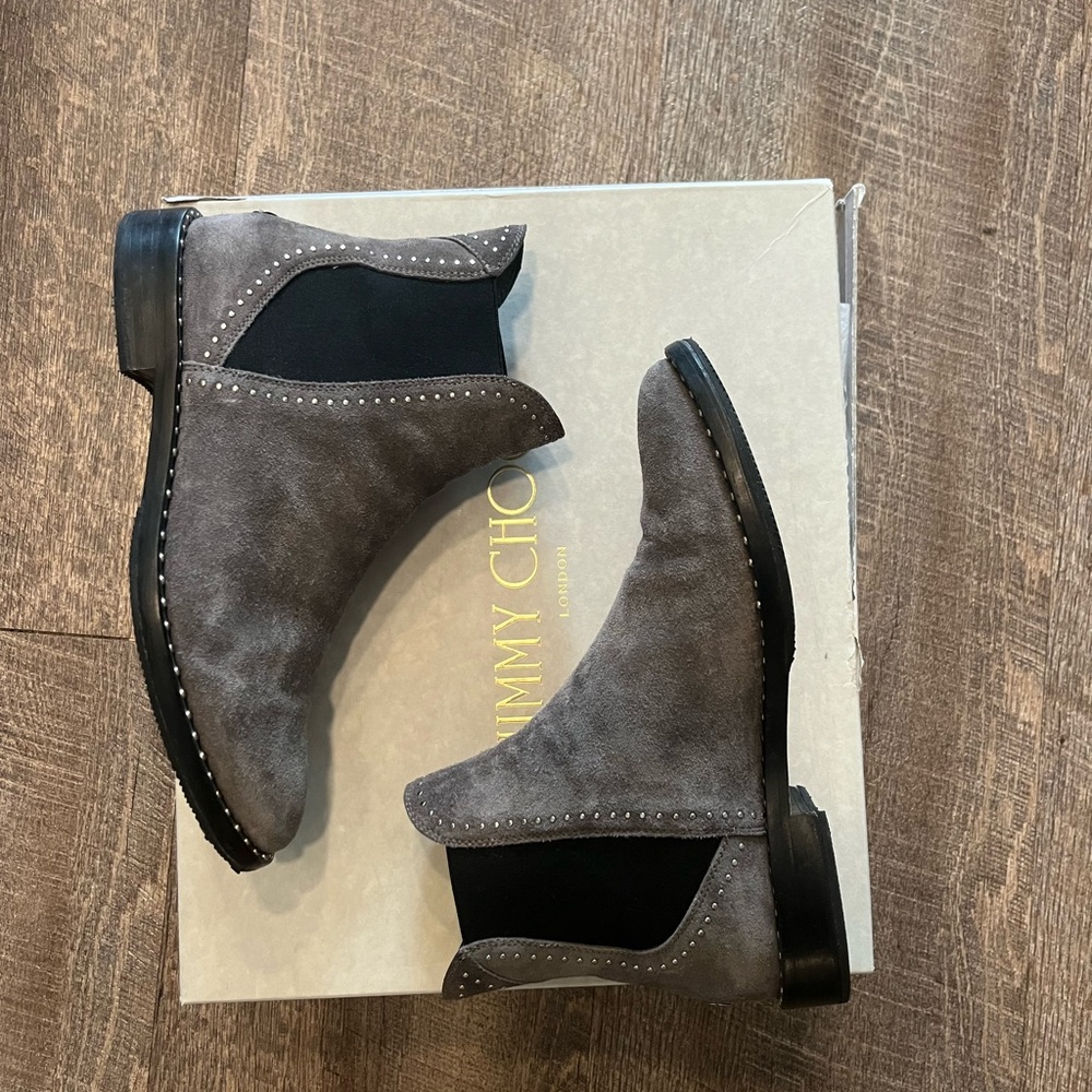 Jimmy Choo Gray Suede Women’s Chelsea Boots